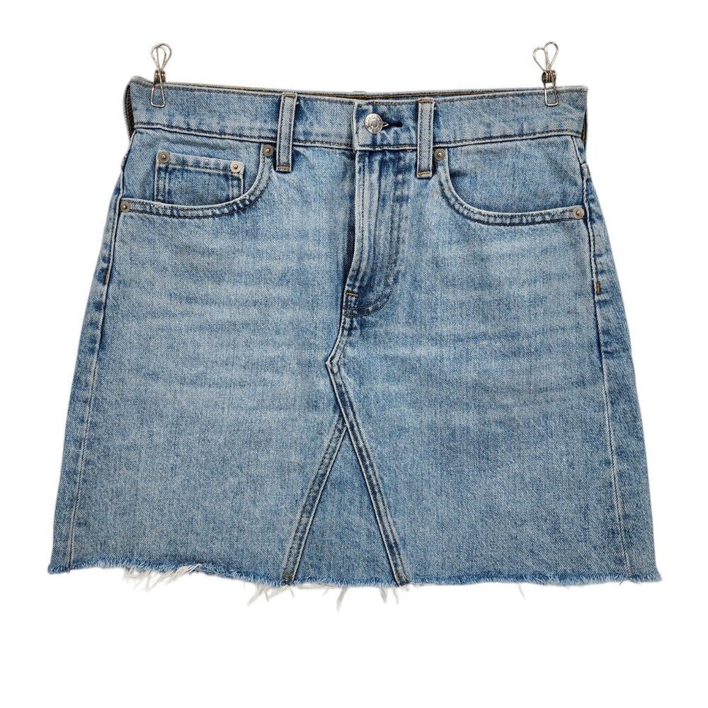 Everlane The Denim Reconstructed Skirt Distressed Raw Hem Jean Skirt Womens 27